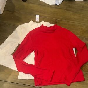 GAP lot 2 Red and White Long Sleeve Tops size L (10) girls